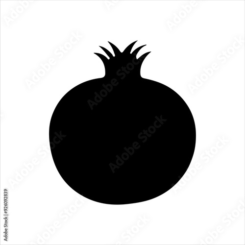 Whole pomegranate silhouette vector illustration design on white background.