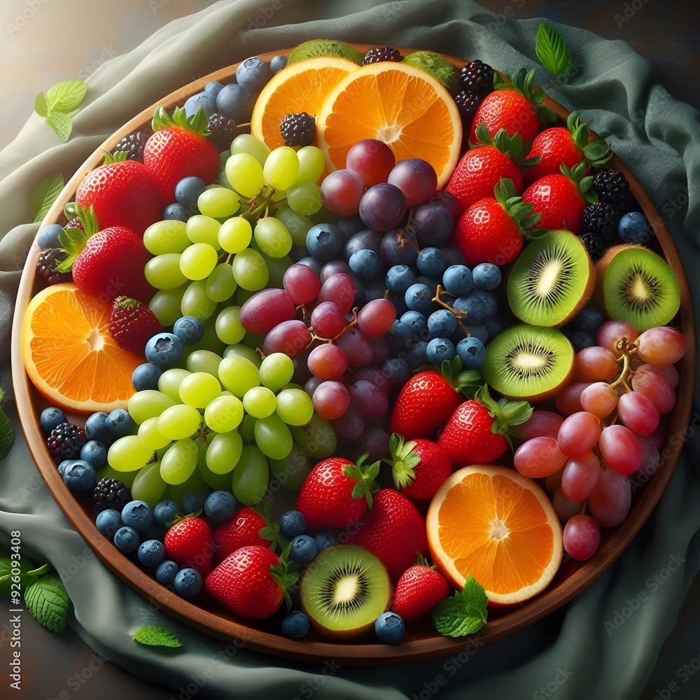 Fresh Fruit Platter with Grapes, Strawberries, Oranges, and Blueberries Fresh Fruit Platter with Grapes, Strawberries, Oranges, and Blueberries