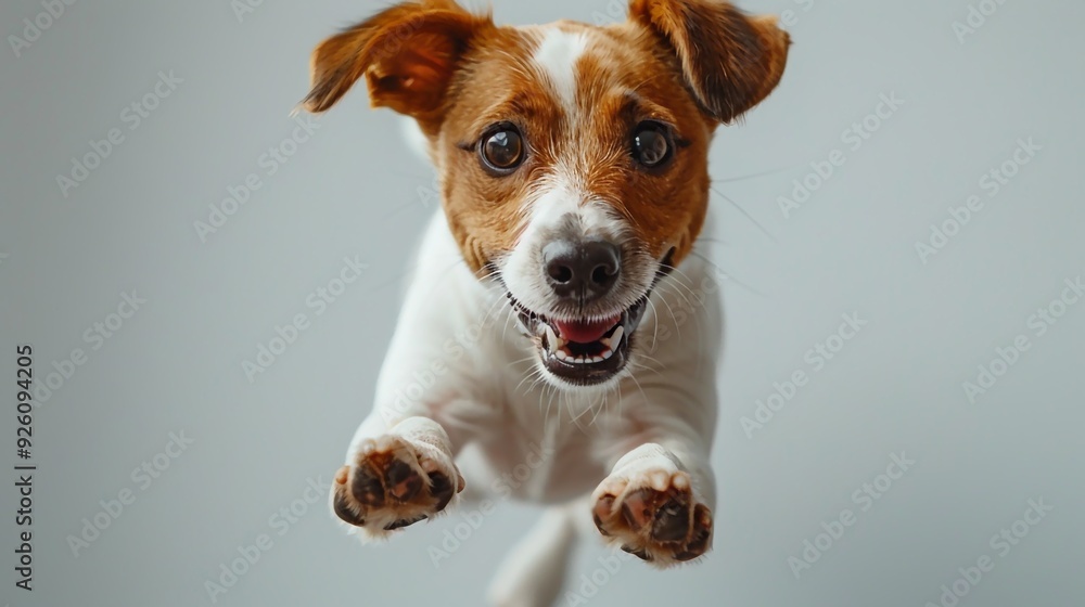 Cute toy terrier dog in flight. Artificial intelligence. Cute toy terrier dog in flight. Artificial intelligence.