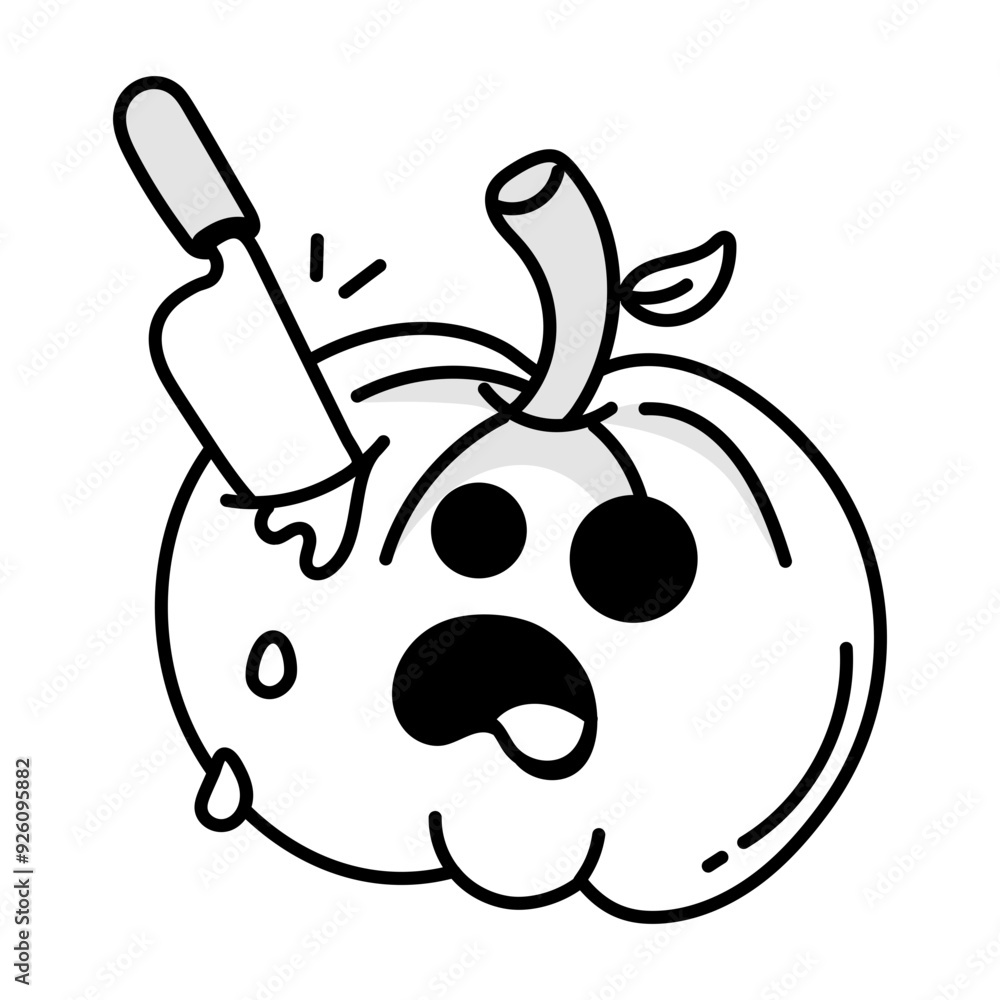 Obraz premium Doodle icon of pumpkin carving with knife