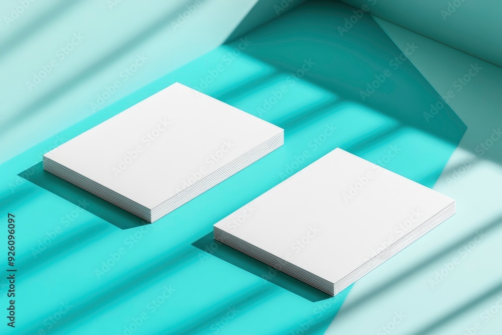 Blank business cards on minimalist background. Mockup for branding identity. 3d rendering with generative ai Blank business cards on minimalist background. Mockup for branding identity. 3d rendering with generative ai