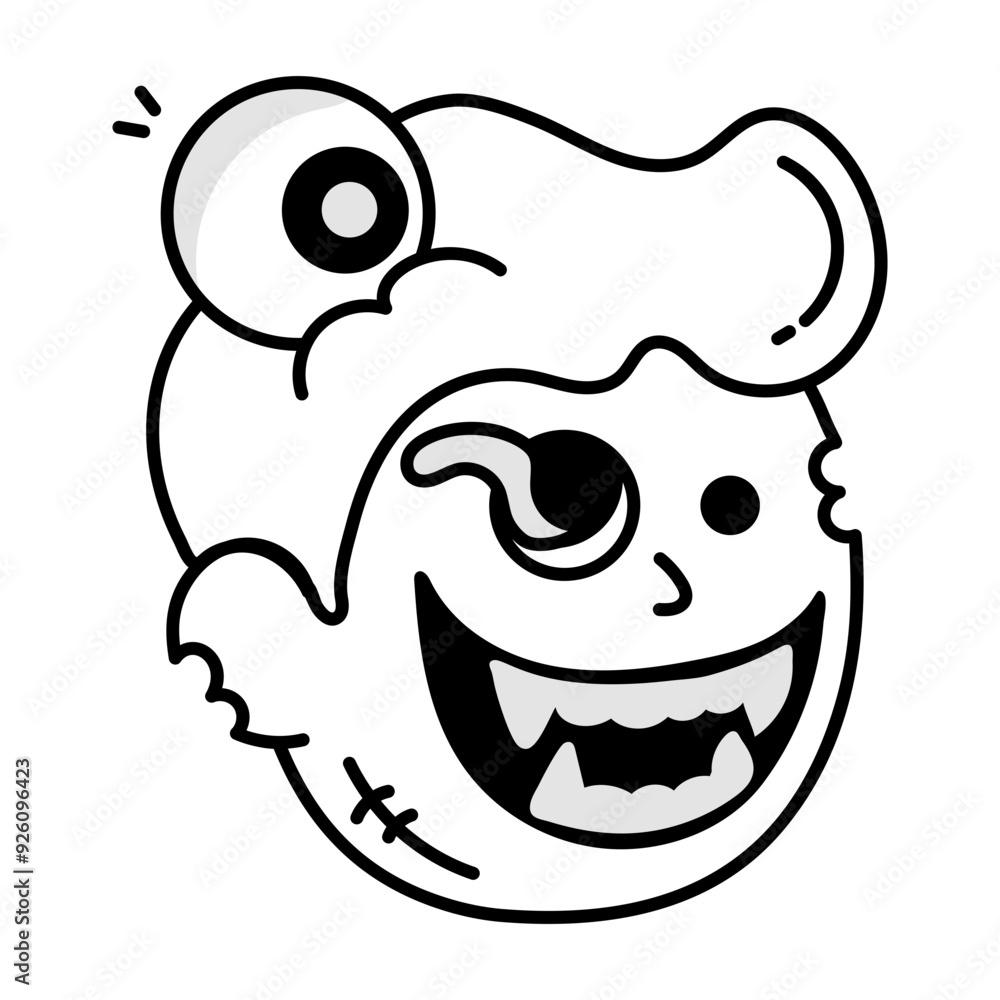 Spooky laugh of character, doodle style icon
Spooky laugh of character, doodle style icon
