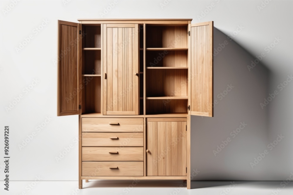 Wooden cabinet with drawers isolated on white background Wooden cabinet with drawers isolated on white background