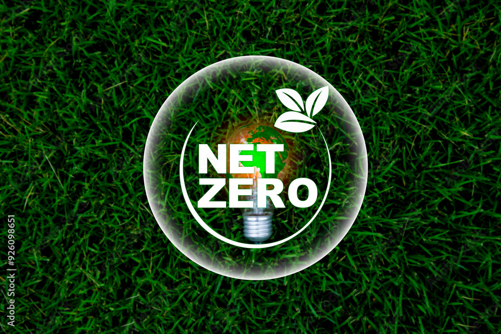 Netzero Background Simple Net zero, carbon neutrality concept. light bulb energy sources for ...