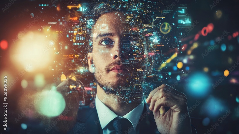 Businessman man of Power soft skill multitasking skills business digital world,responsibility HR human development resources, with generative ai Businessman man of Power soft skill multitasking skills business digital world,responsibility HR human development resources, with generative ai