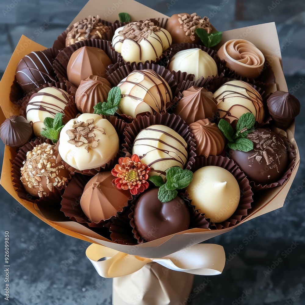 Chocolate bouquet. Generative AI. Chocolate bouquet. Generative AI.