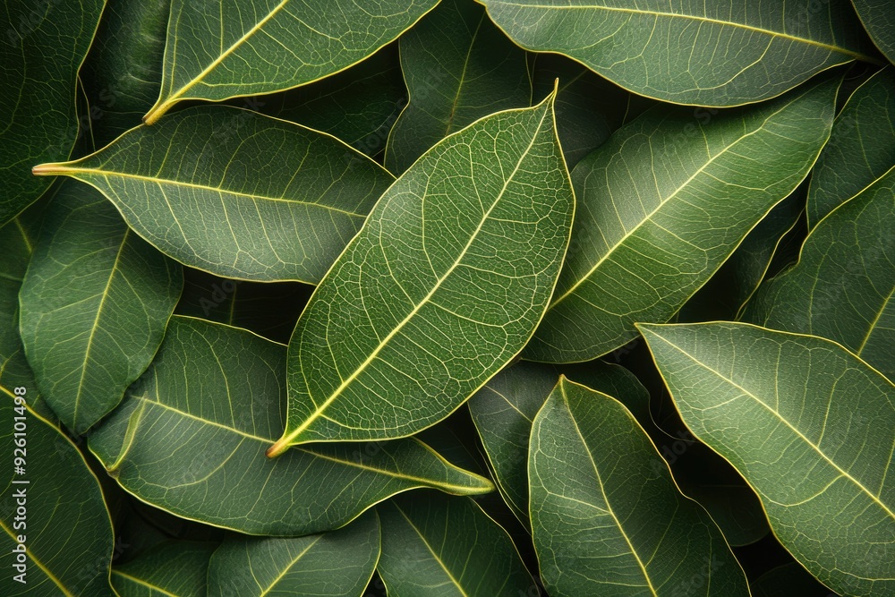 Obraz premium Green leaves close-up texture. Perfect for backgrounds or presentations.