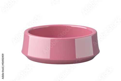 Pink plastic pet bowl isolated on transparent background. Ideal for feeding pets such as dogs and cats. Simple and durable design for everyday use.