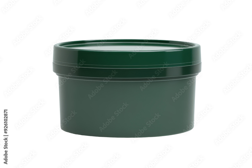 Simple and elegant green plastic container with lid, perfect for storage, cosmetics, and other uses. Isolated on transparent background. Simple and elegant green plastic container with lid, perfect for storage, cosmetics, and other uses. Isolated on transparent background.