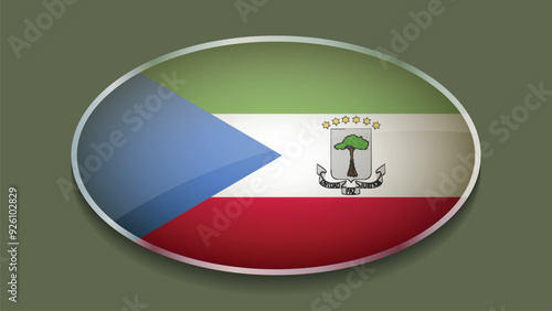 Eclipse Shape of EQUATORIAL GUINEA Flag with Original color photo