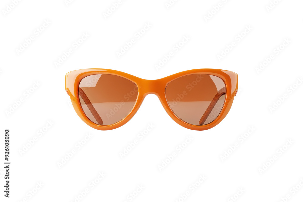 Fototapeta premium Stylish orange sunglasses with a retro cat-eye design, perfect for summer fashion and sun protection.