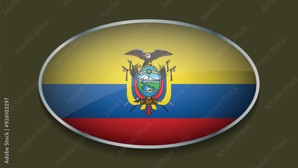 Fototapeta premium Eclipse Shape of ECUADOR Flag with Original color
