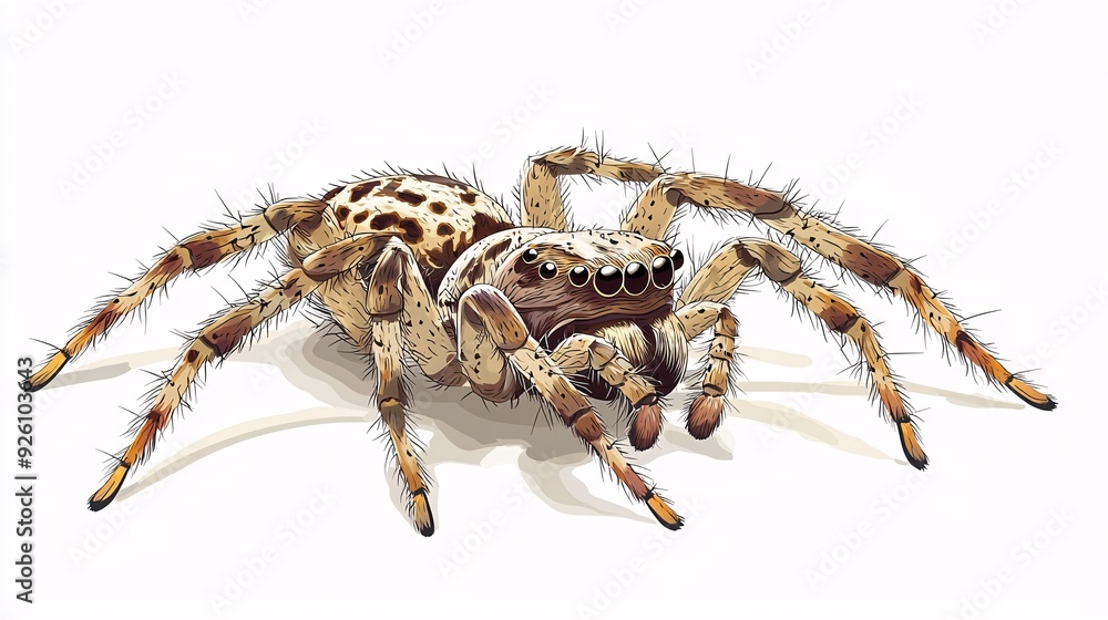 Intricate Vector Illustration of a Sicarius Spider Depicted in Muted Colors Against White Intricate Vector Illustration of a Sicarius Spider Depicted in Muted Colors Against White
