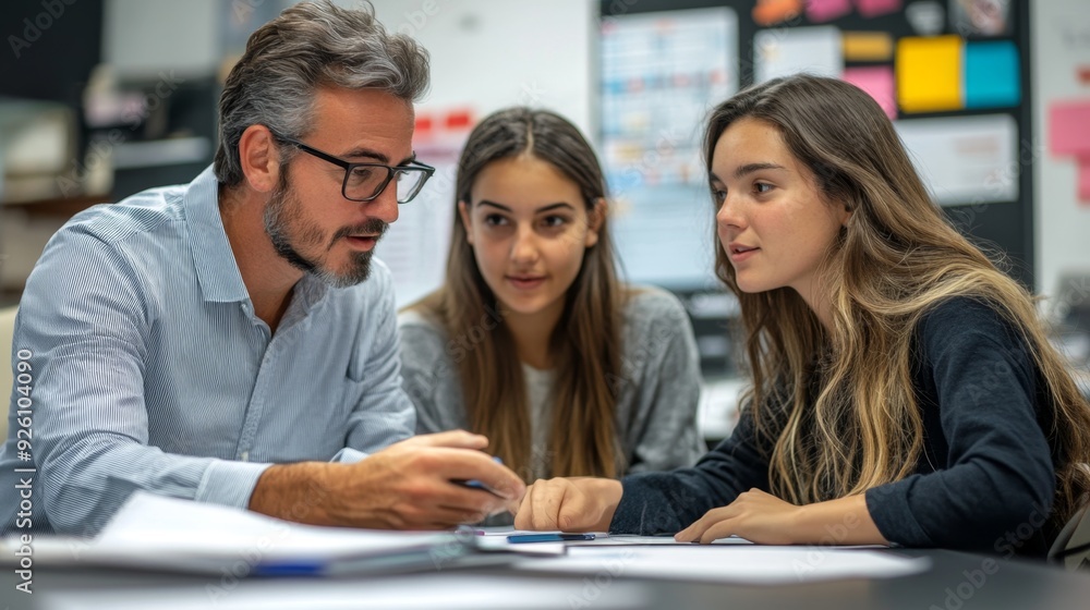 Fototapeta premium Teacher explaining lesson to