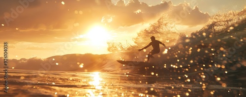 Surfer Rushing Into Ocean a...