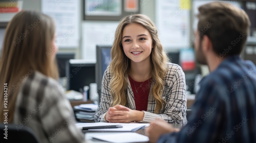 Young woman smiling and Young woman smiling and
