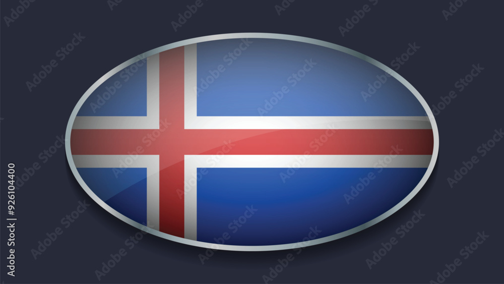 Fototapeta premium Eclipse Shape of ICELAND Flag with Original color