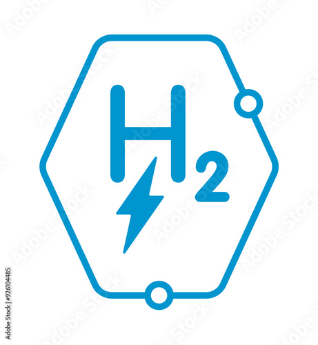 H2 hydrogen and lightning symbol concept. hydrogen energy logo