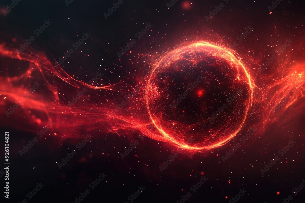 Obraz premium Abstract red sphere with glowing light. Perfect for sci-fi, fantasy, and energy-themed projects.
