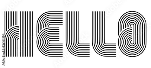Hello letters, palm vector logo concept for friendly business identity, poster, banner. Vector illustration