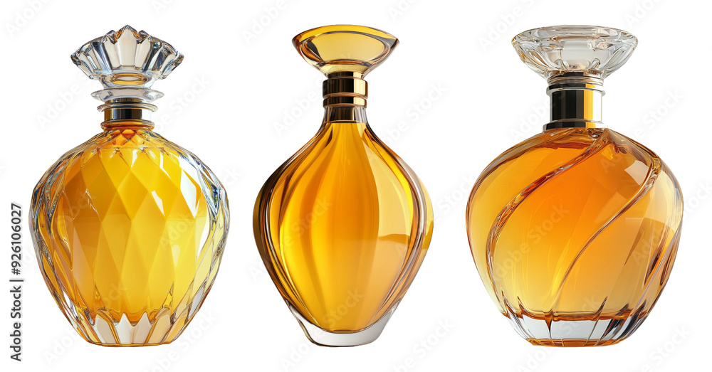 Luxury perfume bottles set isolated on transparent background Luxury perfume bottles set isolated on transparent background