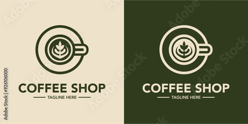 Coffee shop minimalist logo design. Cafe logo design symbol. Elegant coffee store logo