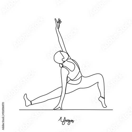 One continuous line drawing of Yoga activity vector illustration.  Yoga are combines physical postures, breathing technique, meditation, and philosophical principles. Sport theme design vector concept