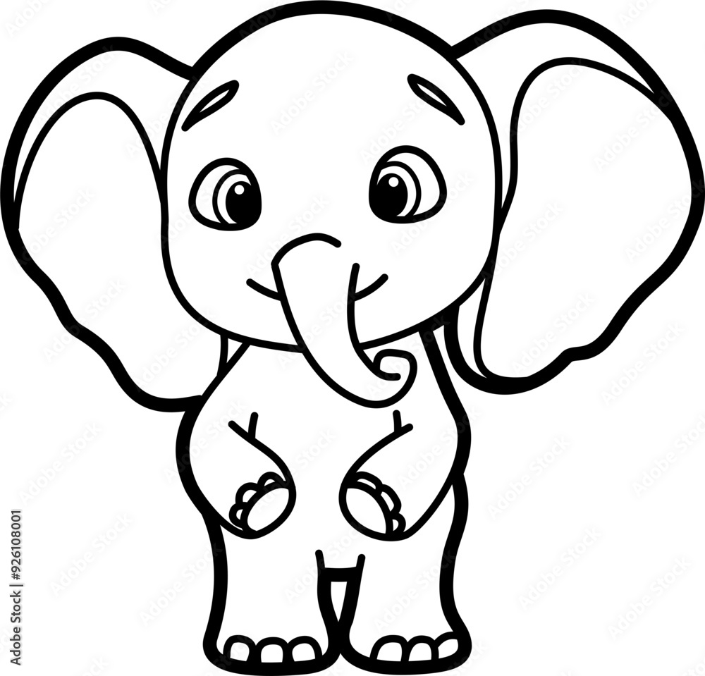 Naklejka premium Elephant coloring outline vector illustration
