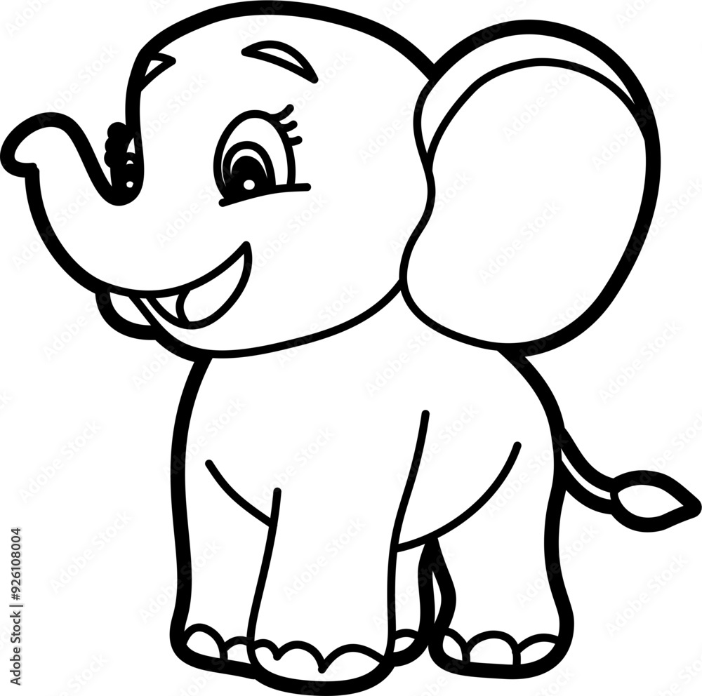 Fototapeta premium Elephant coloring outline vector illustration