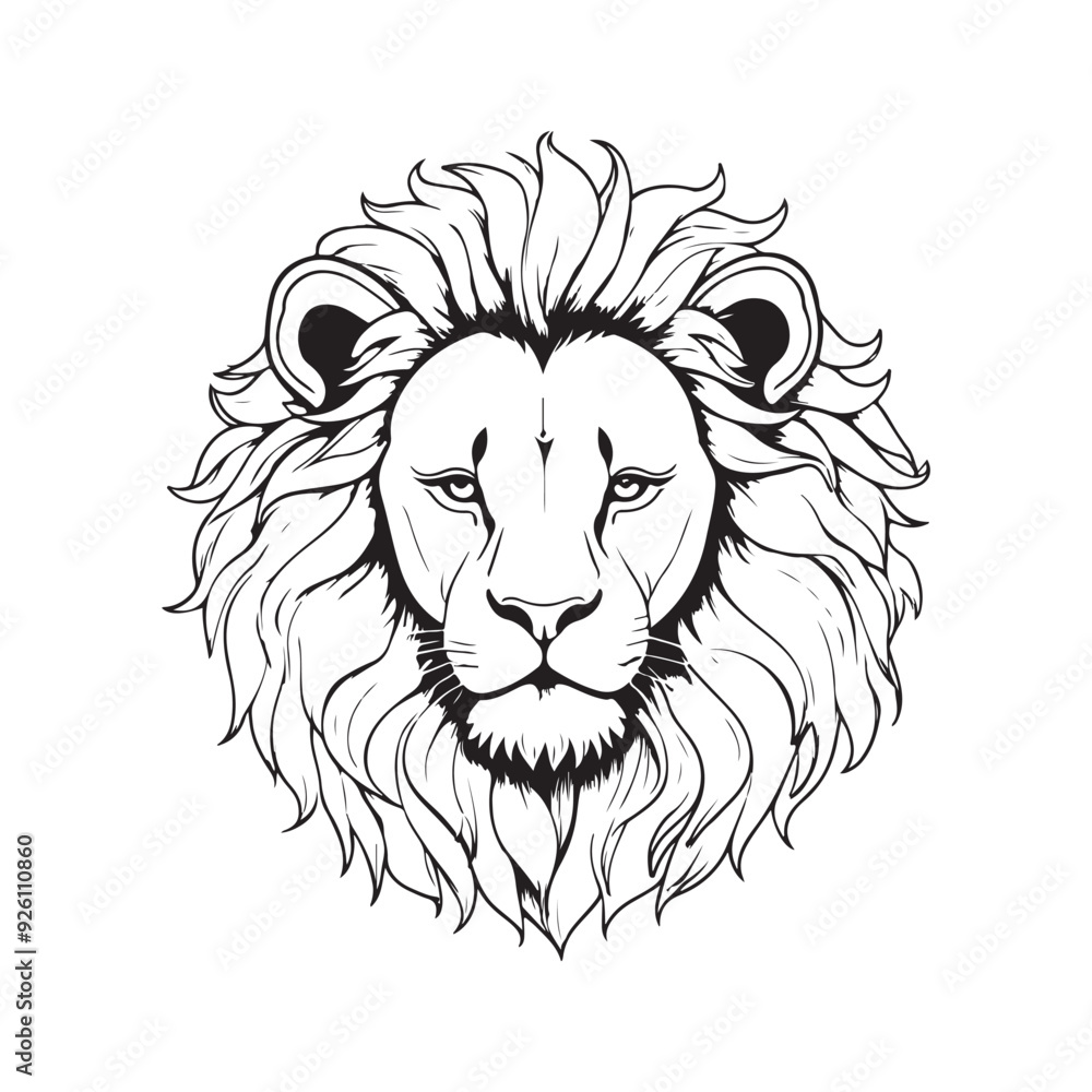 Obraz premium line art lion on white background. sketch style. Vector graphic icon animal.