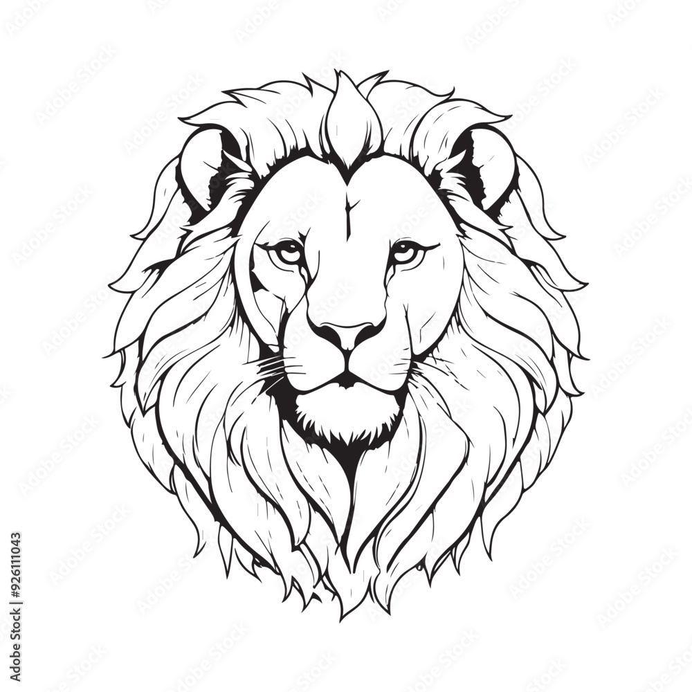 Fototapeta premium line art lion on white background. sketch style. Vector graphic icon animal.