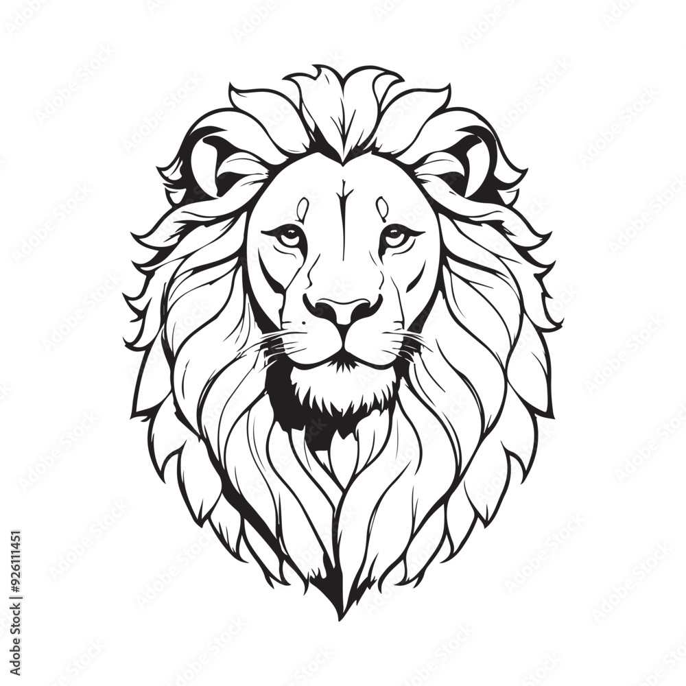 line art lion on white background. sketch style. Vector graphic icon animal. line art lion on white background. sketch style. Vector graphic icon animal.