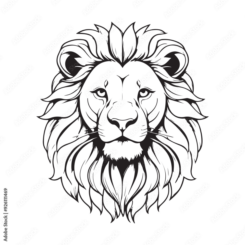 line art lion on white background. sketch style. Vector graphic icon animal. line art lion on white background. sketch style. Vector graphic icon animal.