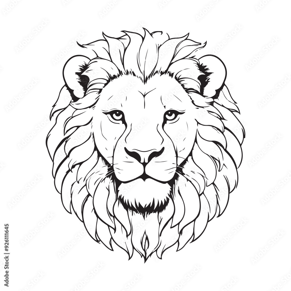 Obraz premium line art lion on white background. sketch style. Vector graphic icon animal.