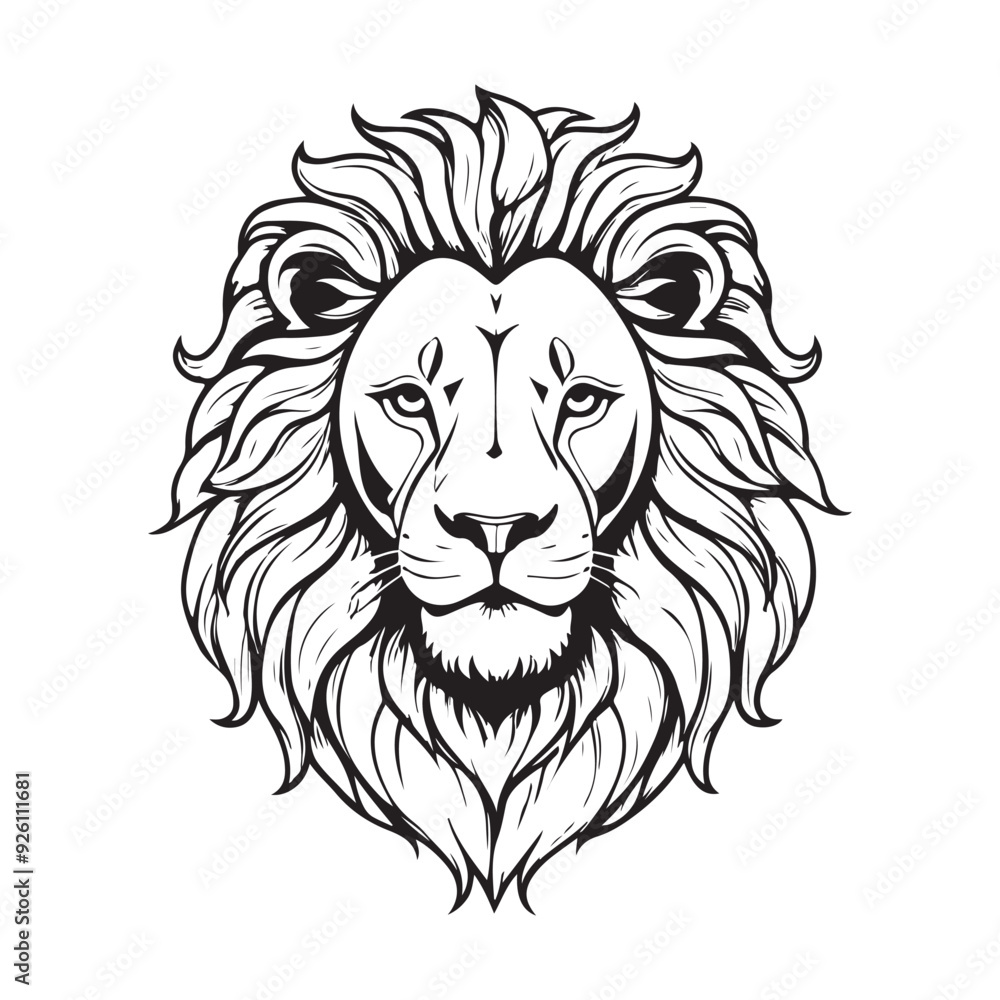 line art lion on white background. sketch style. Vector graphic icon animal. line art lion on white background. sketch style. Vector graphic icon animal.
