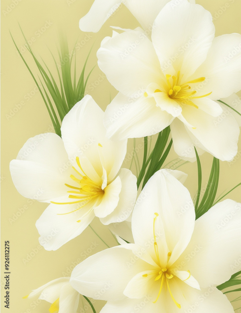 Fototapeta premium white and yellow frangipani flowers - Generative AI