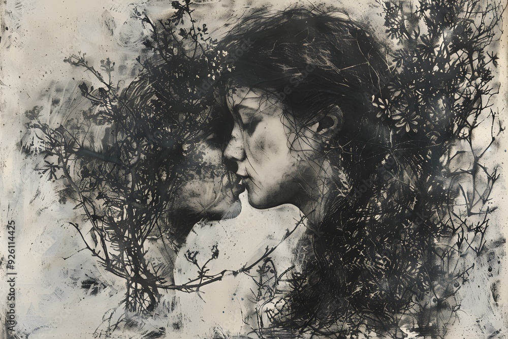 Abstract Portrait of a Couple with Branches. Abstract Portrait of a Couple with Branches.