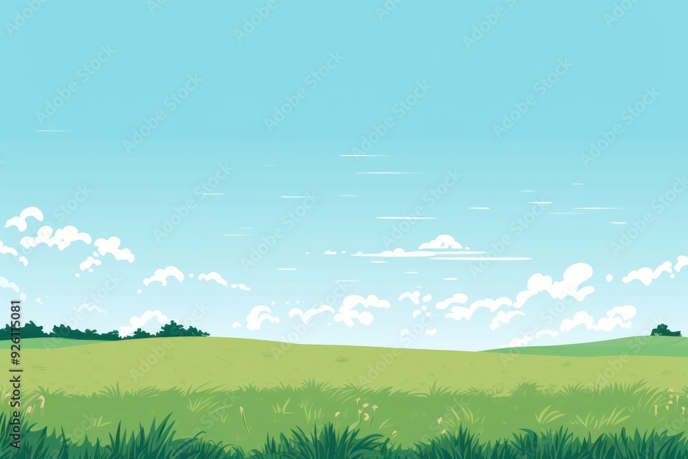 Obraz premium Landscape grass green sky.