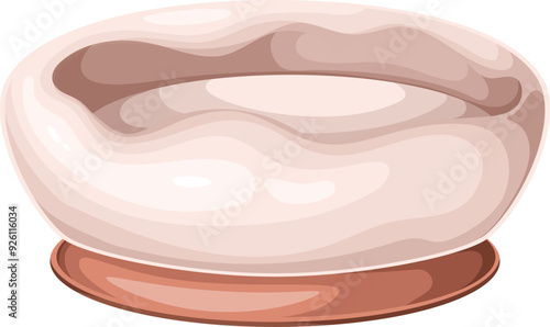 Cat house, cartoon round cozy bed for pet. Funny circle comfortable white pillow for cat and dog sweet dreams, pet care home accessory and indoor place of sleeping cartoon vector illustration