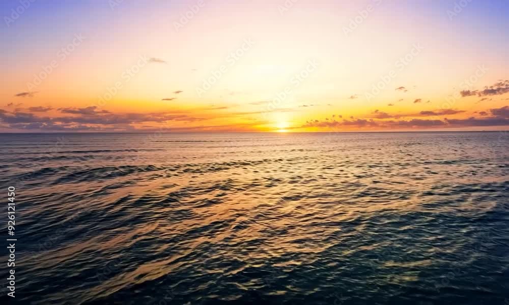 Golden sunset over calm ocean waves Golden sunset over calm ocean waves