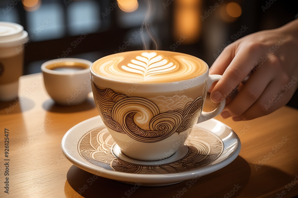 Skilled barista crafts intricate latte art in a cozy coffee shop with warm lighting. The serene atmosphere captures a moment of focused artistry. Skilled barista crafts intricate latte art in a cozy coffee shop with warm lighting. The serene atmosphere captures a moment of focused artistry.