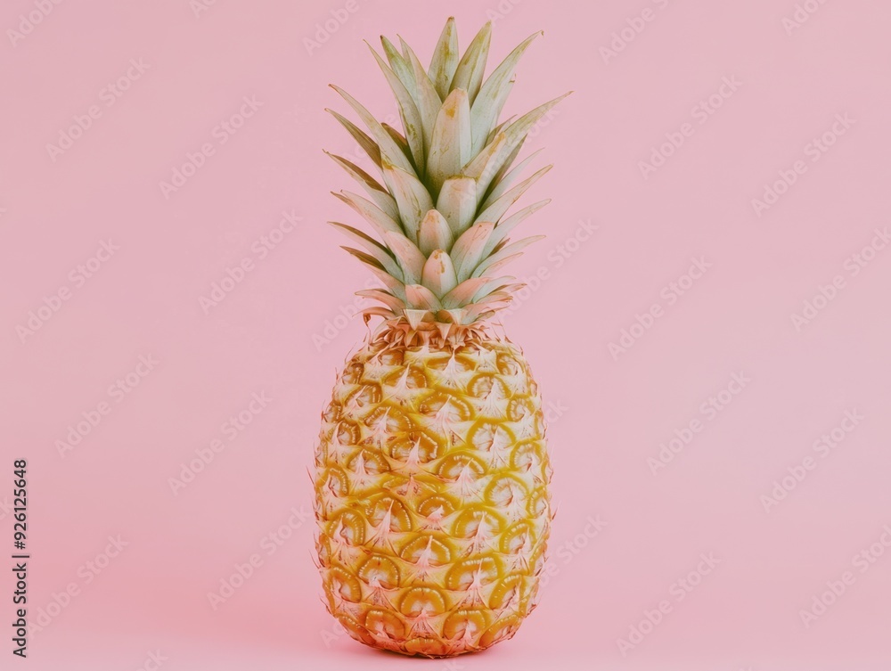 A fresh pineapple against a pink background, showcasing its vibrant texture and color. A fresh pineapple against a pink background, showcasing its vibrant texture and color.