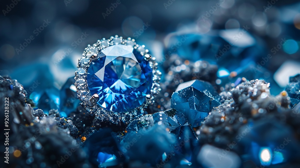 Blue gemstone, brilliant, diamond, crystal Blue gemstone, brilliant, diamond, crystal