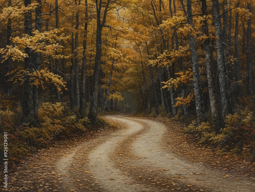 A picturesque forest path in autumn, adorned with brilliant foliage and a calm, welcoming vibe, showcases the enchanting charm of the fall season. A picturesque forest path in autumn, adorned with brilliant foliage and a calm, welcoming vibe, showcases the enchanting charm of the fall season.