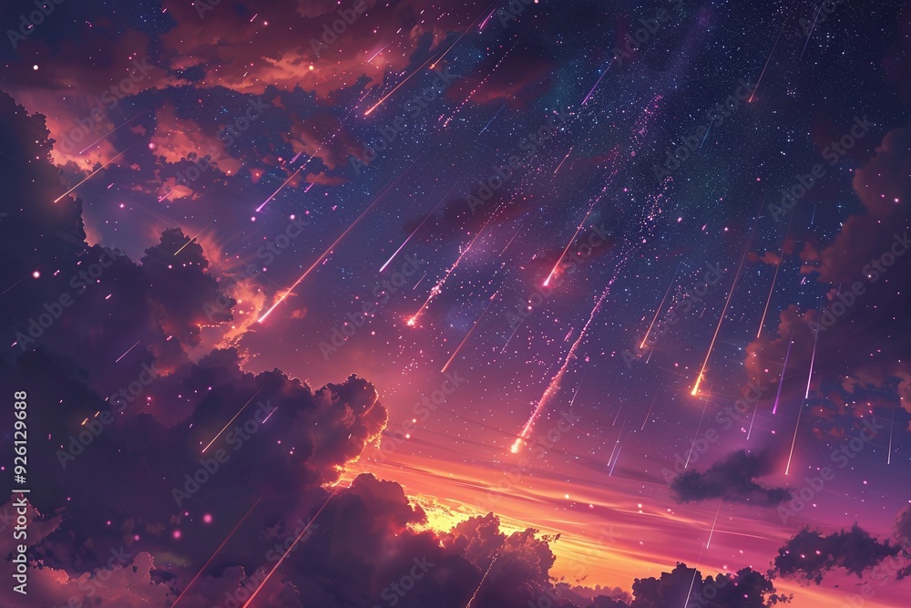 ai generative meteor shower at night digital art ai generative meteor shower at night digital art