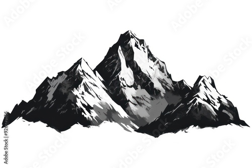 Mountain nature white background mountaineering.