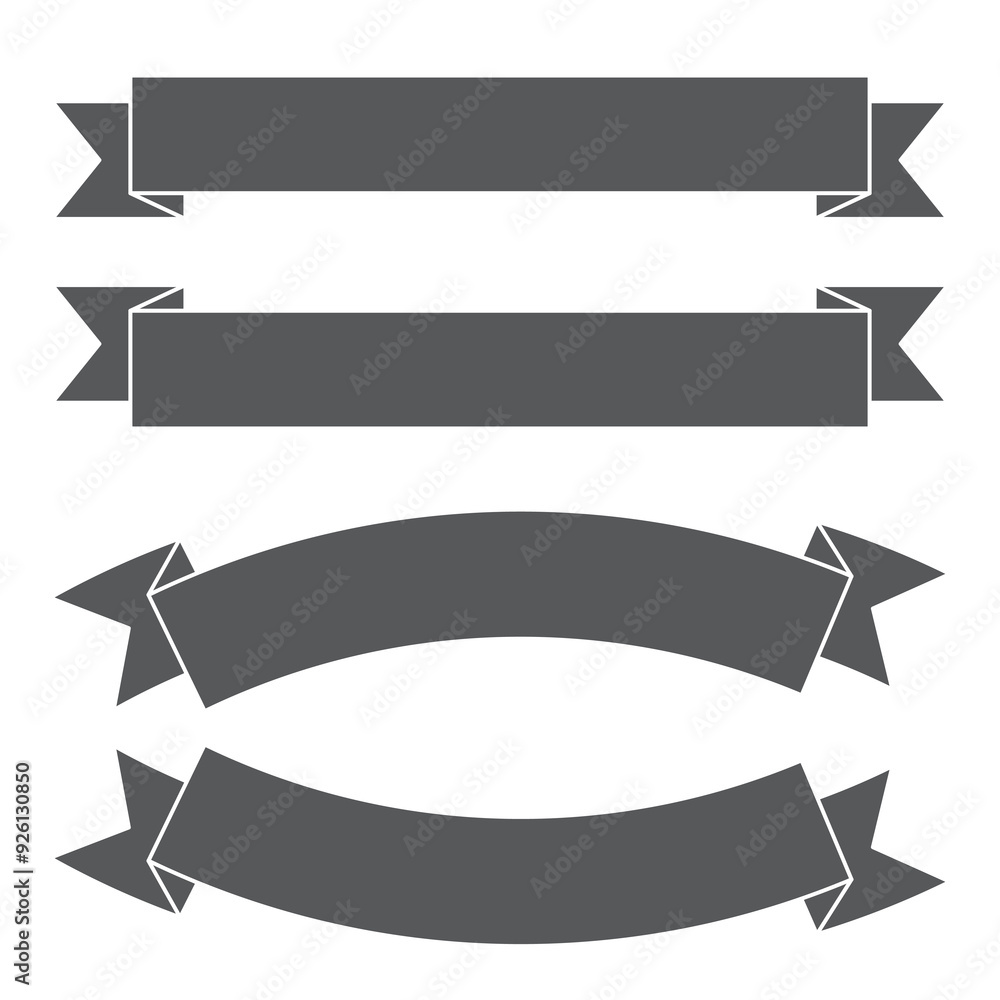 Fototapeta premium Frame Set of Various Simple Ribbons Isolated On White Background