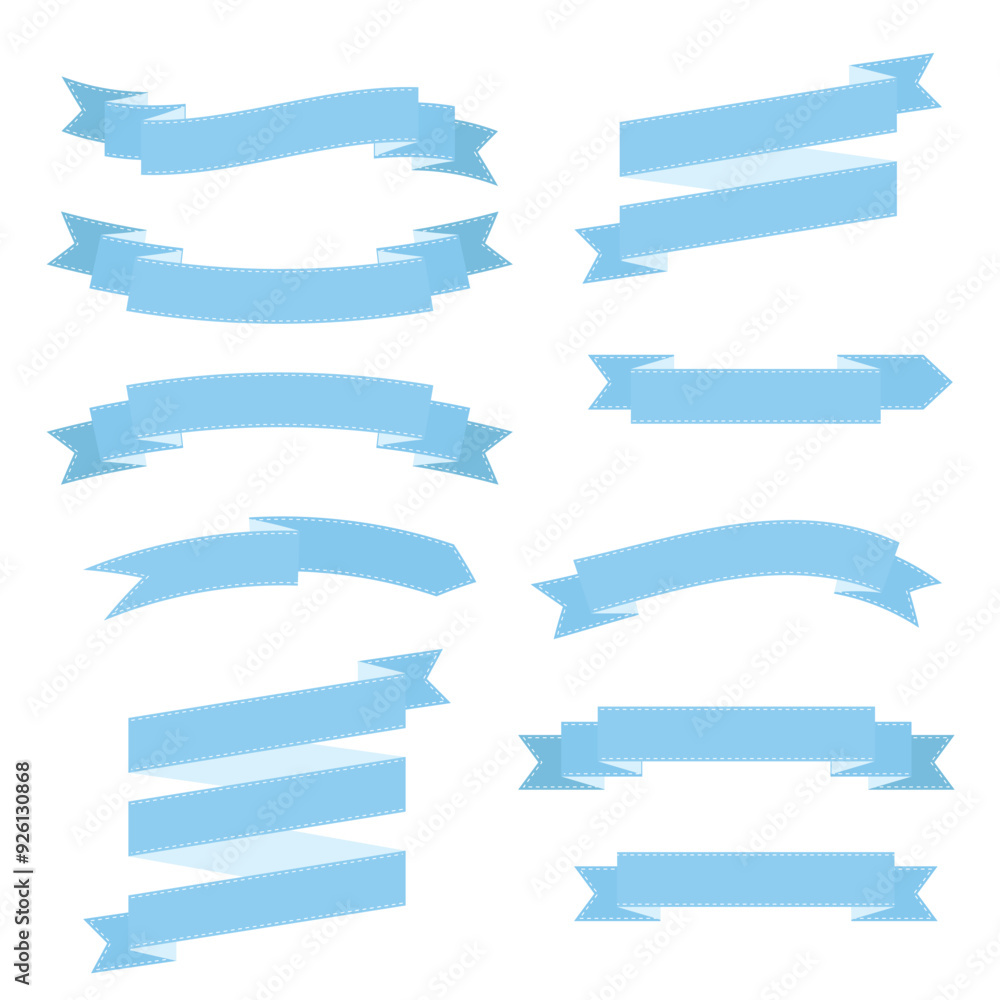 Frame Set of Various Simple Ribbons Isolated On White Background Frame Set of Various Simple Ribbons Isolated On White Background