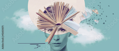 Photos Head with books as a metaphor for education