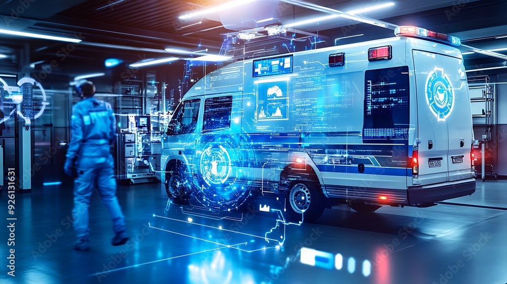 Futuristic autonomous emergency response drones in a digital urban environment Futuristic autonomous emergency response drones in a digital urban environment